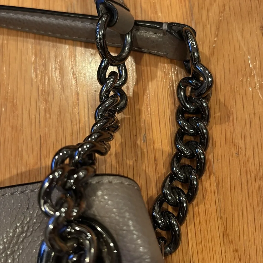 Coach Gray Leather Tote with Chain Handles